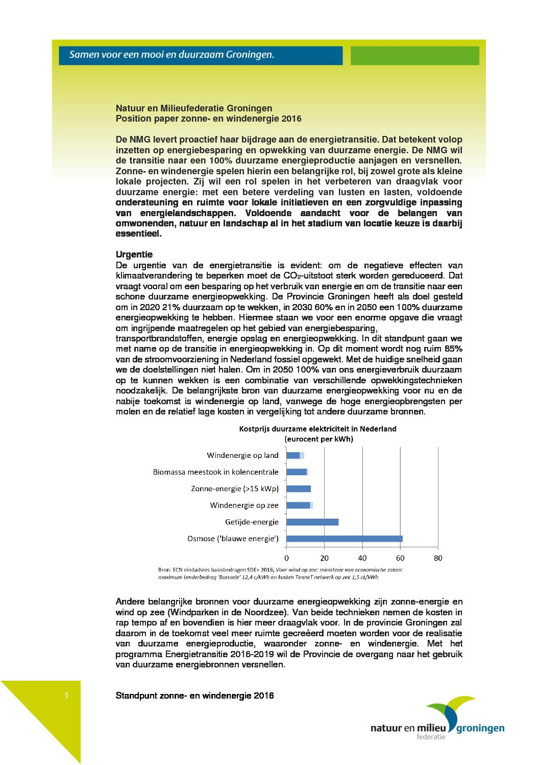 Position paper NMG over zonne- en windenergie in Groningen