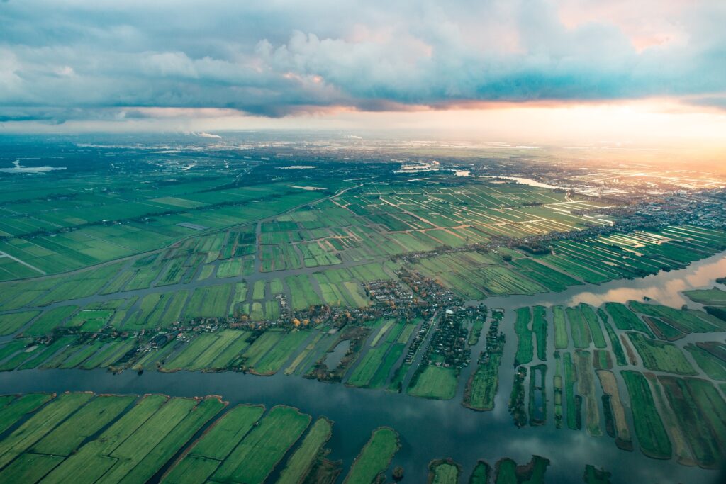 Nederlands landschap in vogelperspectief